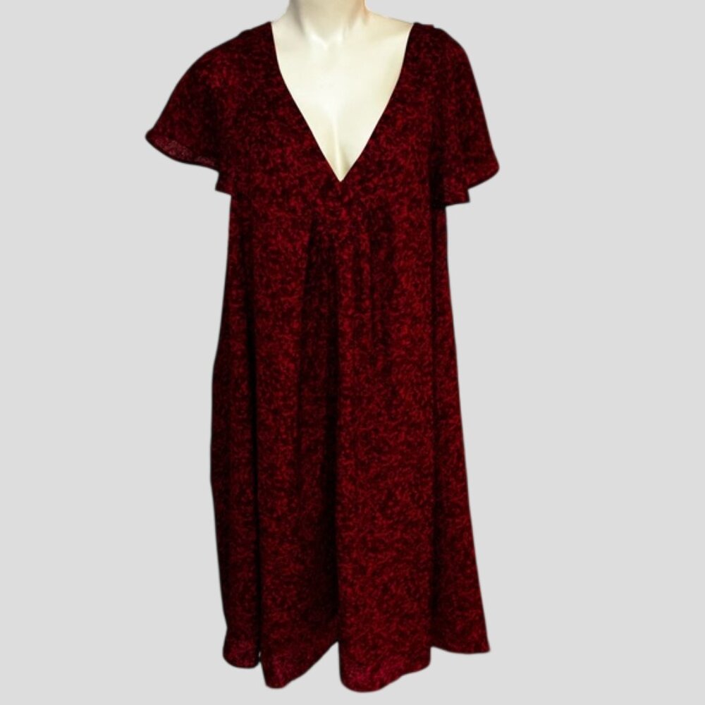 Additional Elle Burgundy/Red V-Neck Flowy Maxi Dress